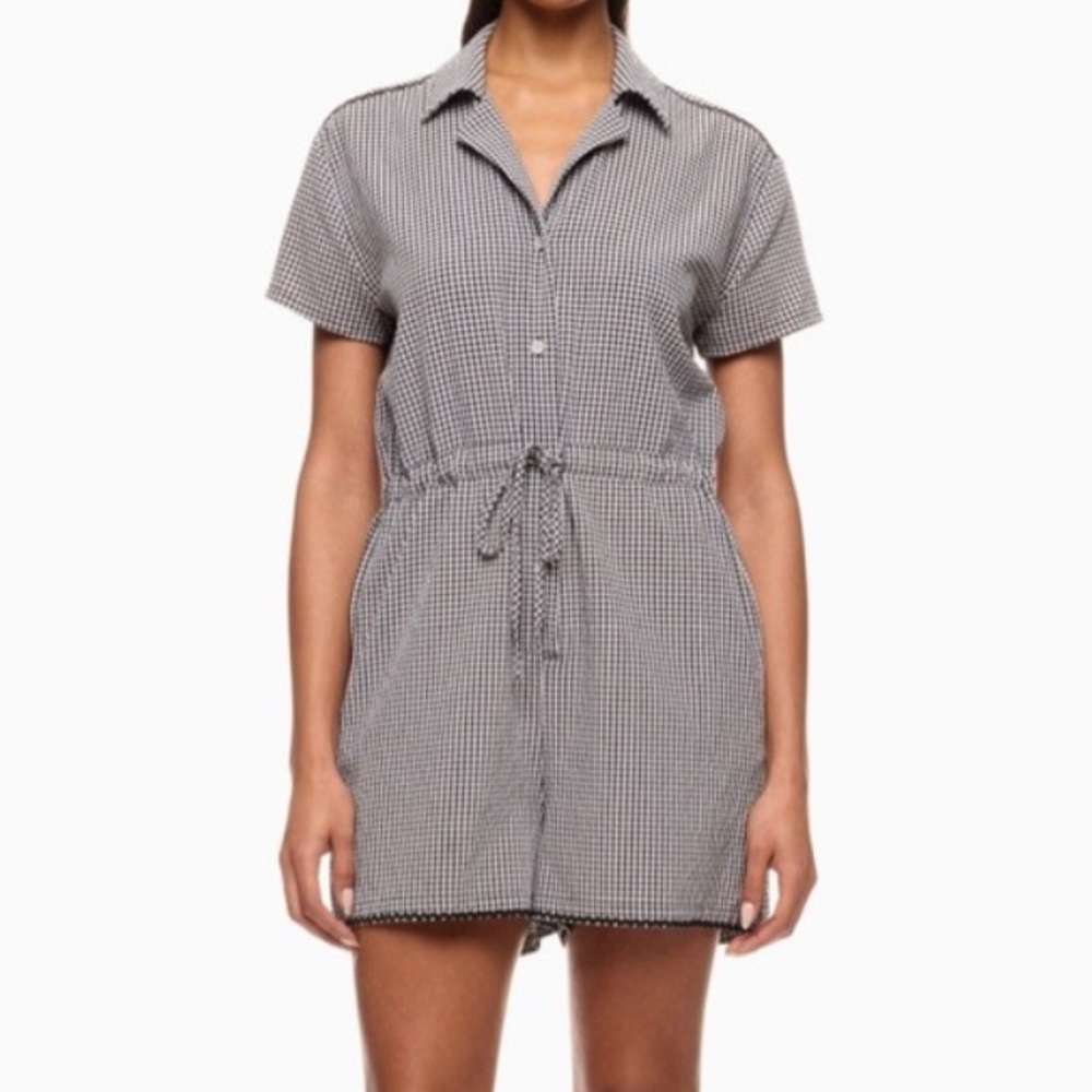 Solid & Striped Estelle Gingham Seersucker Embroidered Trim Romper Size Large